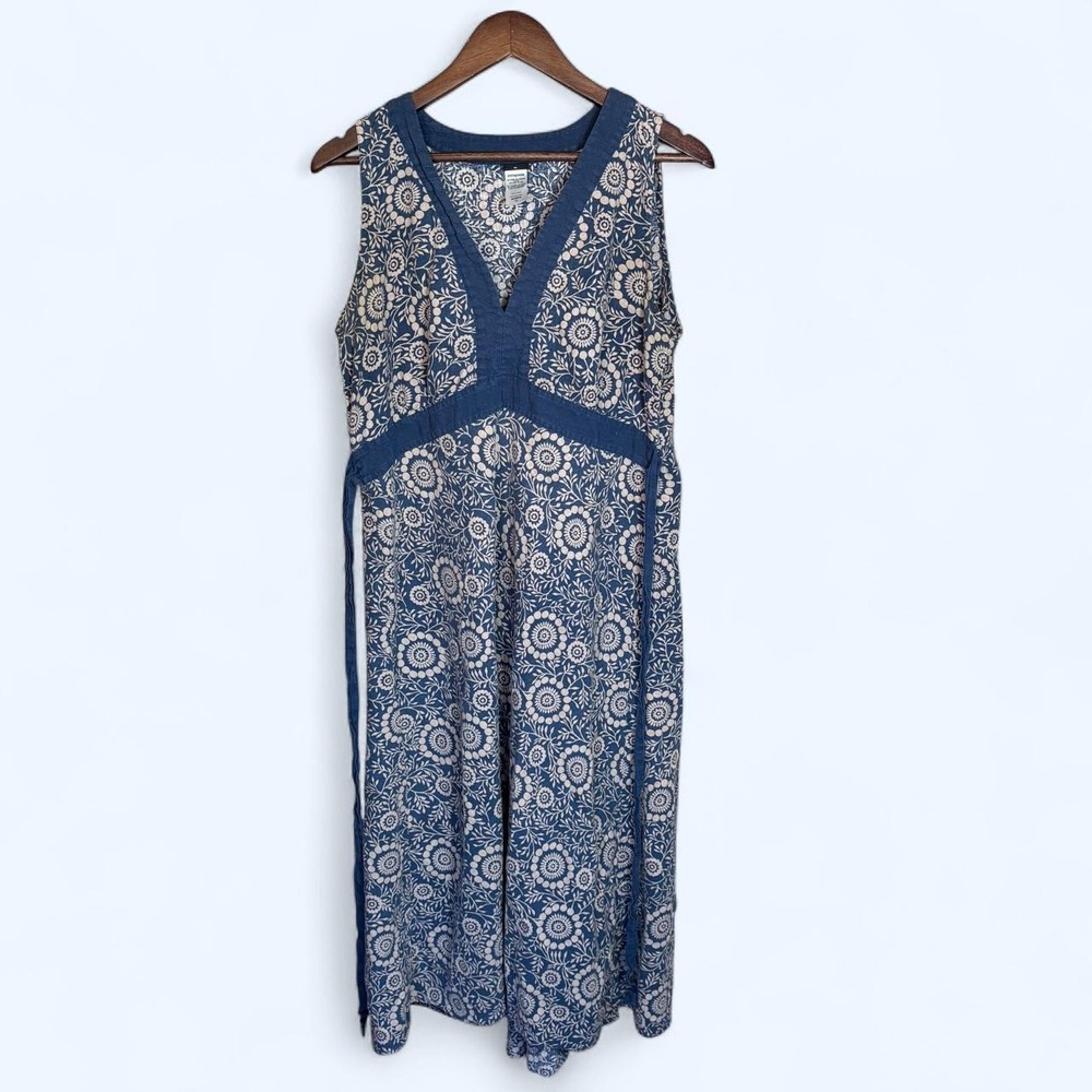 Patagonia Hemp Organic Cotton Maxi Dress Tie Back Summer